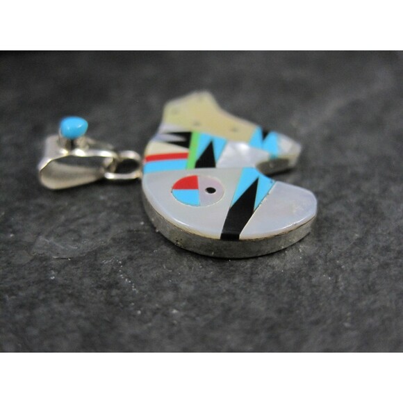 Southwestern Sterling Inlaid Bear Pendant - Picture 5 of 10